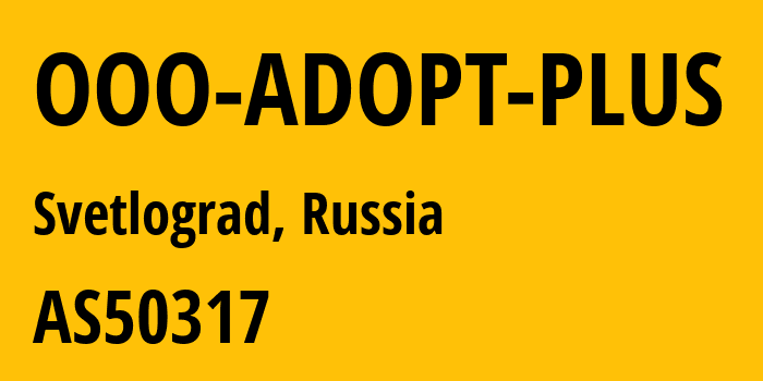 Информация о провайдере OOO-ADOPT-PLUS AS50317 OOO ADOPT PLUS: все IP-адреса, network, все айпи-подсети