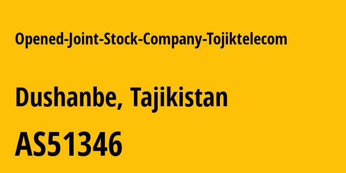 Информация о провайдере Opened-Joint-Stock-Company-Tojiktelecom AS51346 Opened Joint Stock Company Tojiktelecom: все IP-адреса, network, все айпи-подсети