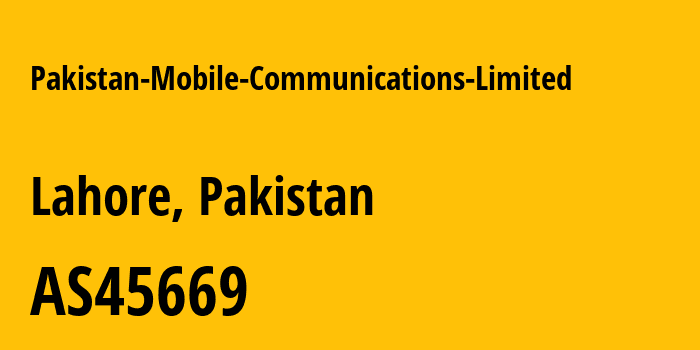 Информация о провайдере Pakistan-Mobile-Communications-Limited AS45669 PMCL /LDI IP TRANSIT: все IP-адреса, network, все айпи-подсети