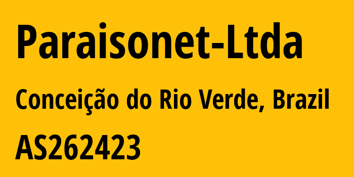 Информация о провайдере Paraisonet-Ltda AS262423 PARAISONET LTDA: все IP-адреса, network, все айпи-подсети