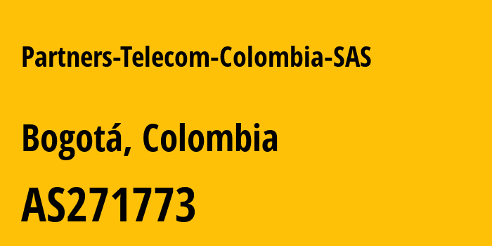 Информация о провайдере Partners-Telecom-Colombia-SAS AS271773 PARTNERS TELECOM COLOMBIA SAS: все IP-адреса, network, все айпи-подсети