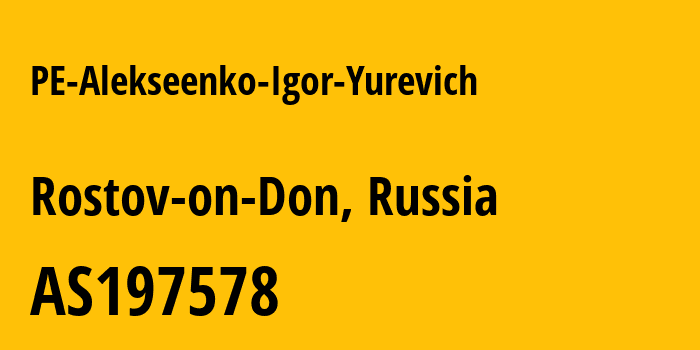 Информация о провайдере PE-Alekseenko-Igor-Yurevich AS197578 PE Alekseenko Igor Yurevich: все IP-адреса, network, все айпи-подсети