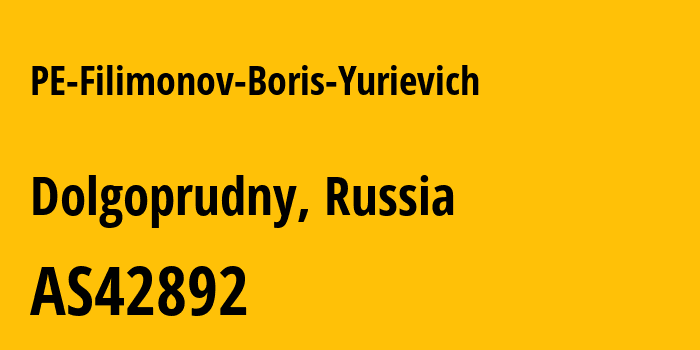 Информация о провайдере PE-Filimonov-Boris-Yurievich AS42892 PE Filimonov Boris Yurievich: все IP-адреса, network, все айпи-подсети