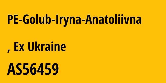 Информация о провайдере PE-Golub-Iryna-Anatoliivna AS56459 PE Golub Iryna Anatoliivna: все IP-адреса, network, все айпи-подсети