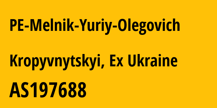 Информация о провайдере PE-Melnik-Yuriy-Olegovich AS197688 PE Melnik Yuriy Olegovich: все IP-адреса, network, все айпи-подсети