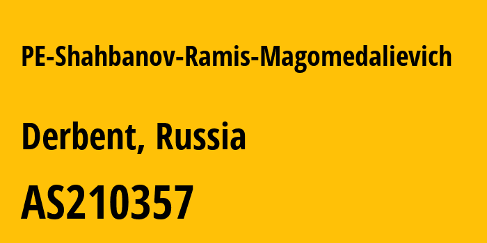 Информация о провайдере PE-Shahbanov-Ramis-Magomedalievich AS210357 Shahbanov Ramis Magomedalievich: все IP-адреса, network, все айпи-подсети