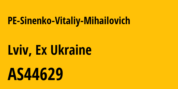 Информация о провайдере PE-Sinenko-Vitaliy-Mihailovich AS44629 PE Sinenko Vitaliy Mihailovich: все IP-адреса, network, все айпи-подсети