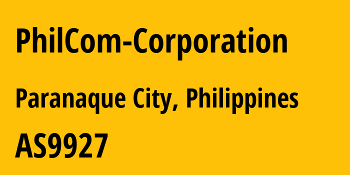 Информация о провайдере PhilCom-Corporation AS9927 Philippine Global Communications Corporation: все IP-адреса, network, все айпи-подсети