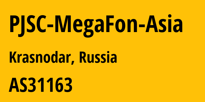 Информация о провайдере PJSC-MegaFon-Asia AS31163 PJSC MegaFon: все IP-адреса, network, все айпи-подсети