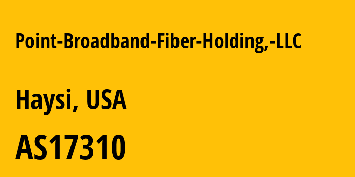 Информация о провайдере Point-Broadband-Fiber-Holding,-LLC AS17310 Point Broadband Fiber Holding, LLC: все IP-адреса, network, все айпи-подсети