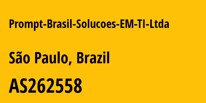 Информация о провайдере Prompt-Brasil-Solucoes-EM-TI-Ltda AS262558 PROMPT BRASIL SOLUCOES EM TI LTDA: все IP-адреса, network, все айпи-подсети