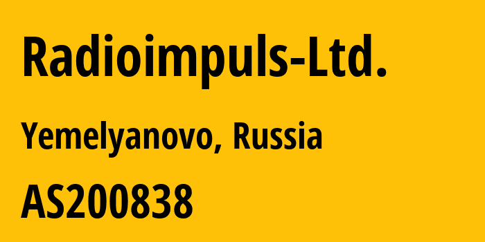 Информация о провайдере Radioimpuls-Ltd. AS200838 RADIOIMPULS LLC: все IP-адреса, network, все айпи-подсети