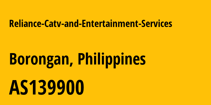 Информация о провайдере Reliance-Catv-and-Entertainment-Services AS139900 RELIANCE CATV AND ENTERTAINMENT SERVICES: все IP-адреса, network, все айпи-подсети