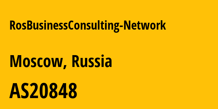 Информация о провайдере RosBusinessConsulting-Network AS20848 ROSBUSINESSCONSULTING JSC: все IP-адреса, network, все айпи-подсети