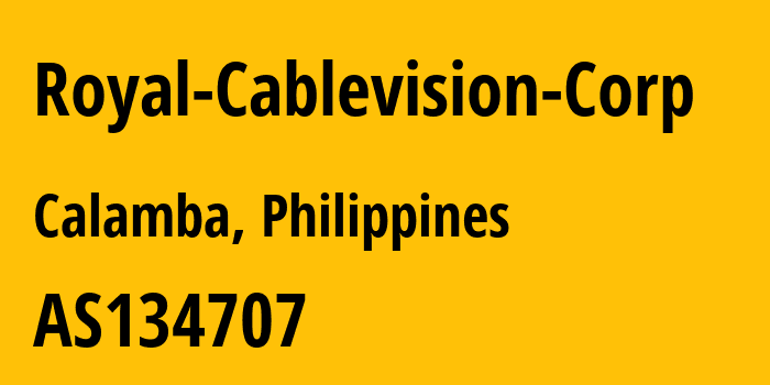 Информация о провайдере Royal-Cablevision-Corp AS134707 RoyalCable Flash: все IP-адреса, network, все айпи-подсети