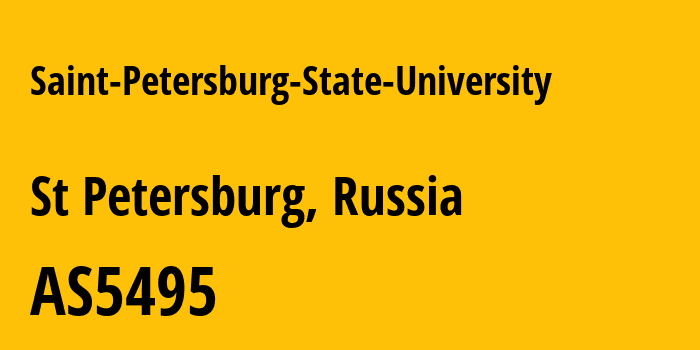 Информация о провайдере Saint-Petersburg-State-University AS5495 Saint Petersburg State University: все IP-адреса, network, все айпи-подсети