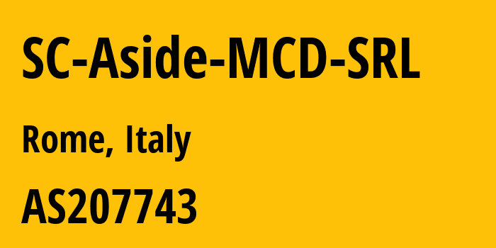 Информация о провайдере SC-Aside-MCD-SRL AS207743 SC Aside MCD SRL: все IP-адреса, network, все айпи-подсети