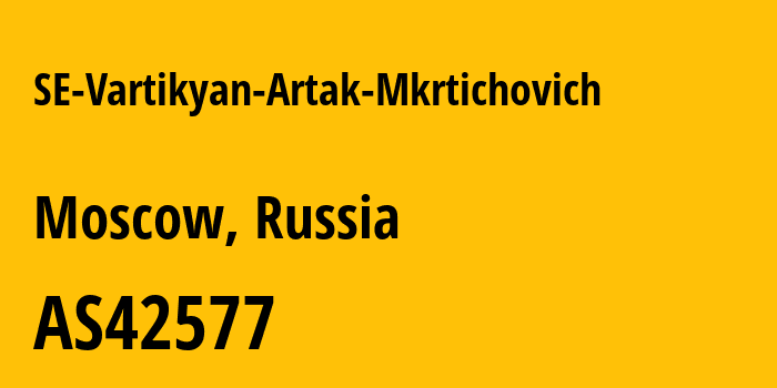 Информация о провайдере SE-Vartikyan-Artak-Mkrtichovich AS42577 SE Vartikyan Artak Mkrtichovich: все IP-адреса, network, все айпи-подсети