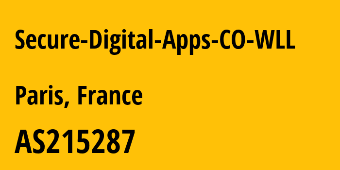 Информация о провайдере Secure-Digital-Apps-CO-WLL AS215287 Secure Digital Apps CO WLL: все IP-адреса, network, все айпи-подсети