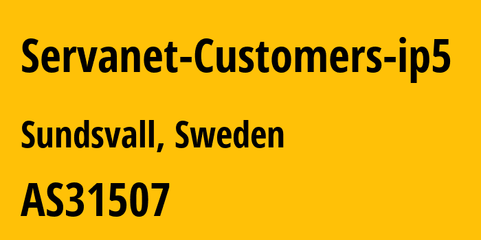 Информация о провайдере Servanet-Customers-ip5 AS31507 Servanet AB: все IP-адреса, network, все айпи-подсети