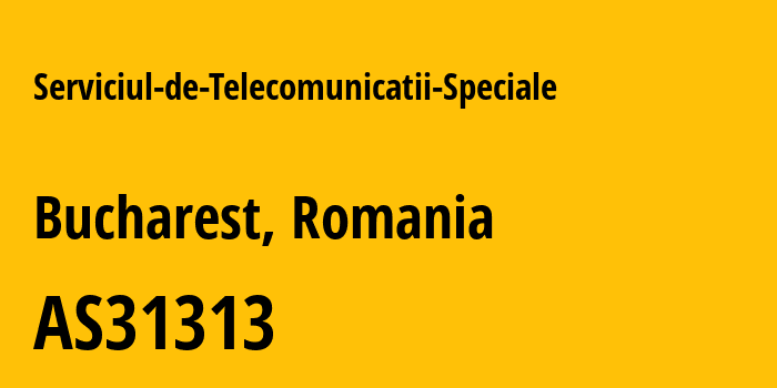 Информация о провайдере Serviciul-de-Telecomunicatii-Speciale AS31313 Serviciul de Telecomunicatii Speciale: все IP-адреса, network, все айпи-подсети