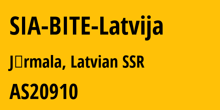 Информация о провайдере SIA-BITE-Latvija AS20910 SIA BITE Latvija: все IP-адреса, network, все айпи-подсети