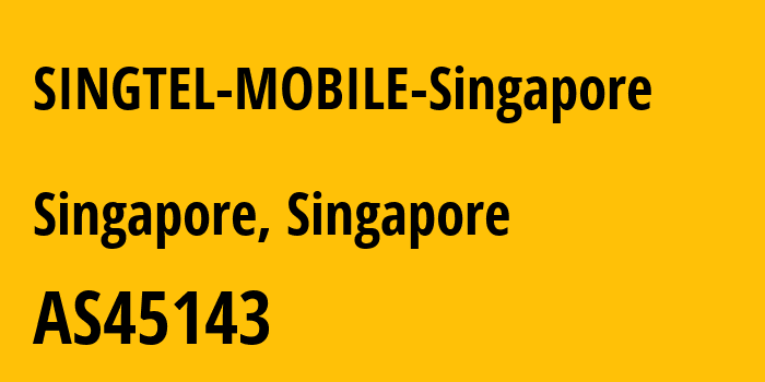 Информация о провайдере SINGTEL-MOBILE-Singapore AS45143 SINGTEL MOBILE INTERNET SERVICE PROVIDER Singapore: все IP-адреса, network, все айпи-подсети