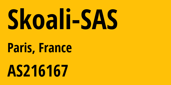 Информация о провайдере Skoali-SAS AS216167 Skoali SAS: все IP-адреса, network, все айпи-подсети