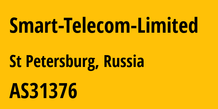 Информация о провайдере Smart-Telecom-Limited AS31376 Smart Telecom Limited: все IP-адреса, network, все айпи-подсети