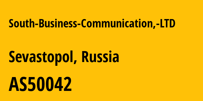 Информация о провайдере South-Business-Communication,-LTD AS50042 South Business Communication, LTD: все IP-адреса, network, все айпи-подсети