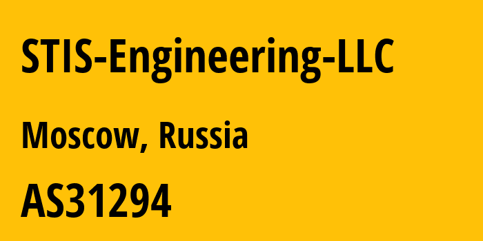 Информация о провайдере STIS-Engineering-LLC AS31294 STIS Engineering LLC: все IP-адреса, network, все айпи-подсети