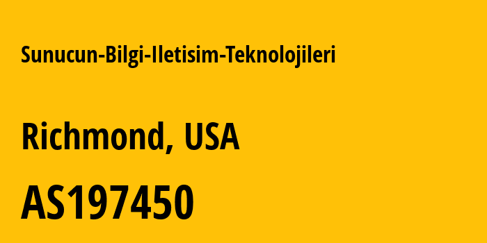 Информация о провайдере Sunucun-Bilgi-Iletisim-Teknolojileri AS197450 SUNUCUN BILGI ILETISIM TEKNOLOJILERI VE TICARET LIMITED SIRKETI: все IP-адреса, network, все айпи-подсети