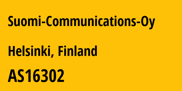 Информация о провайдере Suomi-Communications-Oy AS16302 Suomi Communications Oy: все IP-адреса, network, все айпи-подсети