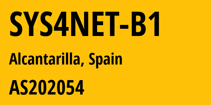 Информация о провайдере SYS4NET-B1 AS202054 GRUPO SYS4NET, S.L.: все IP-адреса, network, все айпи-подсети