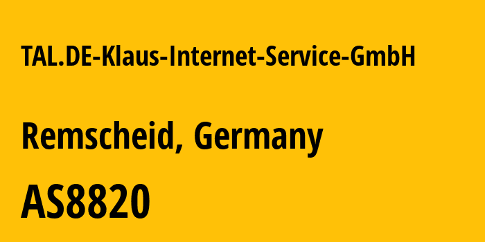 Информация о провайдере TAL.DE-Klaus-Internet-Service-GmbH AS8820 tal.de GmbH: все IP-адреса, network, все айпи-подсети