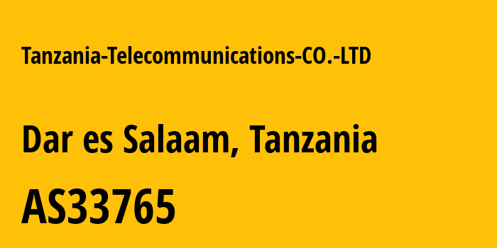 Информация о провайдере Tanzania-Telecommunications-CO.-LTD AS33765 TANZANIA TELECOMMUNICATIONS CO. LTD: все IP-адреса, network, все айпи-подсети