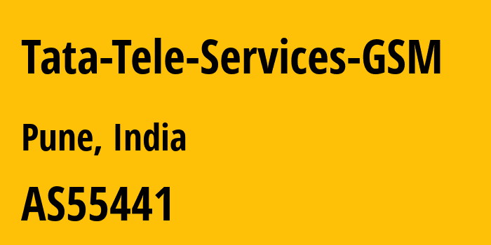 Информация о провайдере Tata-Tele-Services-GSM AS55441 TTSL-ISP DIVISION: все IP-адреса, network, все айпи-подсети