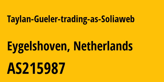 Информация о провайдере Taylan-Gueler-trading-as-Soliaweb AS215987 Taylan Gueler trading as Soliaweb: все IP-адреса, network, все айпи-подсети