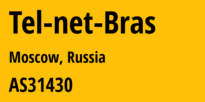 Информация о провайдере Tel-net-Bras AS31430 OOO Suntel: все IP-адреса, network, все айпи-подсети