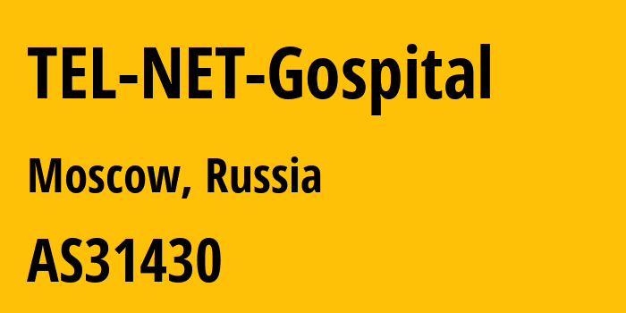 Информация о провайдере TEL-NET-Gospital AS31430 OOO Suntel: все IP-адреса, network, все айпи-подсети