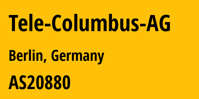 Информация о провайдере Tele-Columbus-AG AS20880 Tele Columbus AG: все IP-адреса, network, все айпи-подсети