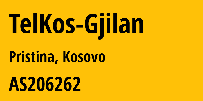 Информация о провайдере TelKos-Gjilan AS206262 TelKos L.L.C: все IP-адреса, network, все айпи-подсети