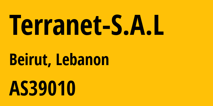 Информация о провайдере Terranet-S.A.L AS39010 TerraNet sal: все IP-адреса, network, все айпи-подсети