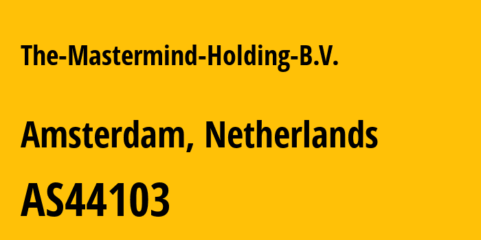 Информация о провайдере The-Mastermind-Holding-B.V. AS44103 The Mastermind Holding B.V.: все IP-адреса, network, все айпи-подсети