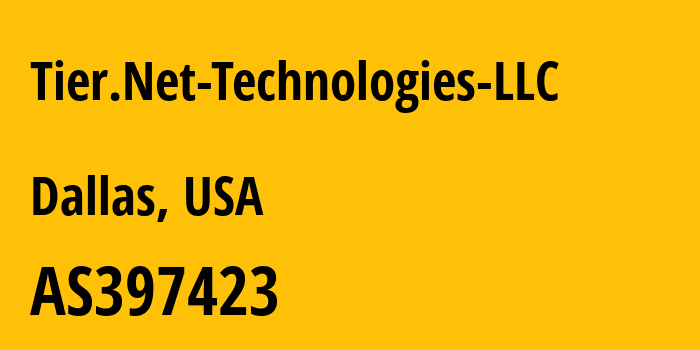 Информация о провайдере Tier.Net-Technologies-LLC AS397423 Tier.Net Technologies LLC: все IP-адреса, network, все айпи-подсети