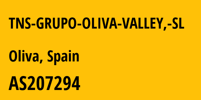 Информация о провайдере TNS-GRUPO-OLIVA-VALLEY,-SL AS207294 TNS GRUPO OLIVA VALLEY, SL: все IP-адреса, network, все айпи-подсети