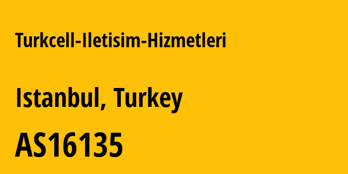 Информация о провайдере Turkcell-Iletisim-Hizmetleri AS16135 TURKCELL ILETISIM HIZMETLERI A.S.: все IP-адреса, network, все айпи-подсети