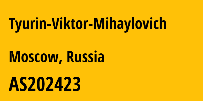 Информация о провайдере Tyurin-Viktor-Mihaylovich AS202423 Tyurin Viktor Mihaylovich: все IP-адреса, network, все айпи-подсети