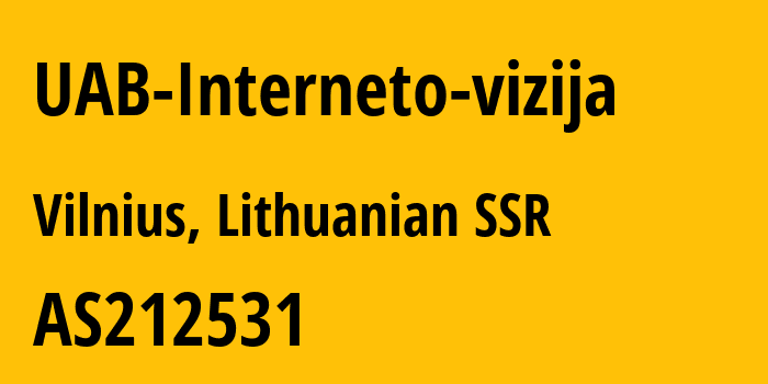 Информация о провайдере UAB-Interneto-vizija AS212531 Interneto vizija: все IP-адреса, network, все айпи-подсети