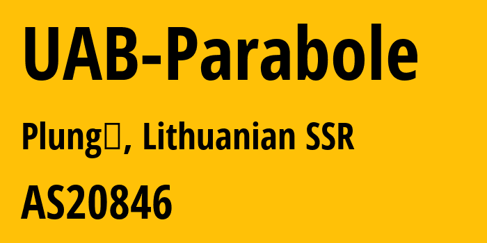 Информация о провайдере UAB-Parabole AS20846 UAB Parabole: все IP-адреса, network, все айпи-подсети